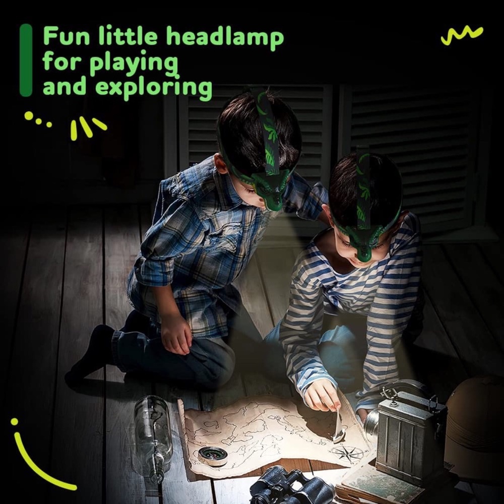 LED Headlamp Squeeze Mouth Light Switch Roaring T-Rex Sound Hook & Loop Strap - Picture 3 of 9